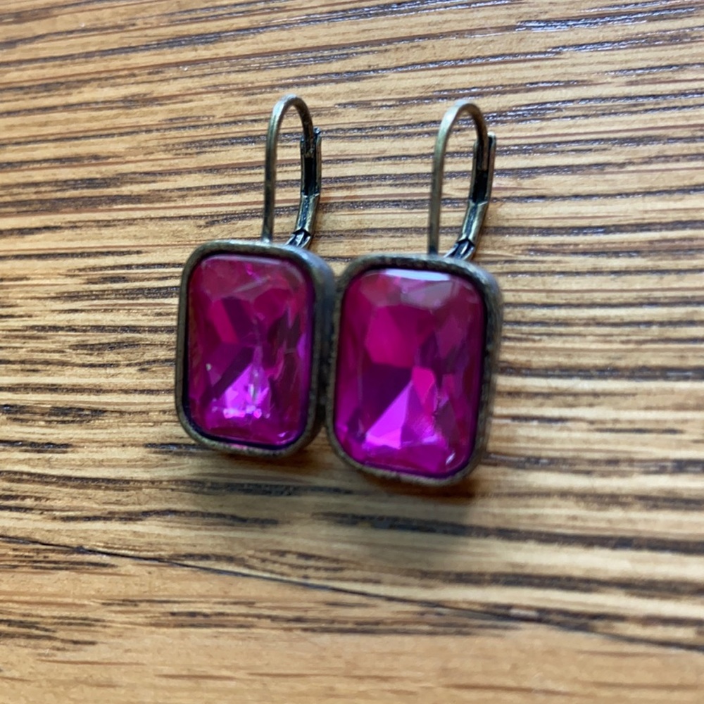 Betsey Johnson pink gem earrings